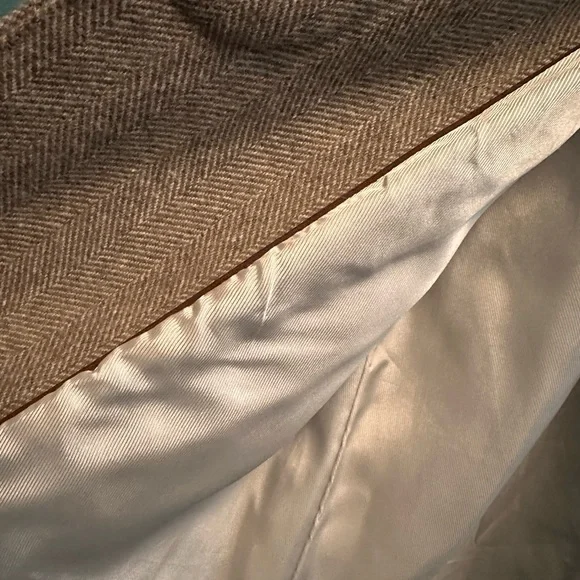 Zara mid-length tweed herringbone wool winter coat - long, oatmeal brown - Picture 6 of 16